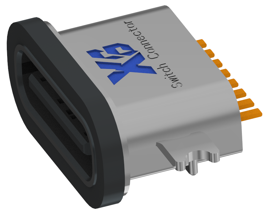 XB-TYPE C 8P-8 type c 8P 沉板1.2防水母座L=6.7mm(带钢片)(锌合金外壳)